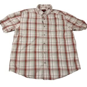 Wolverine Men's‎ Size XL Red White Plaid 100% Cotton Short Sleeve Shirt